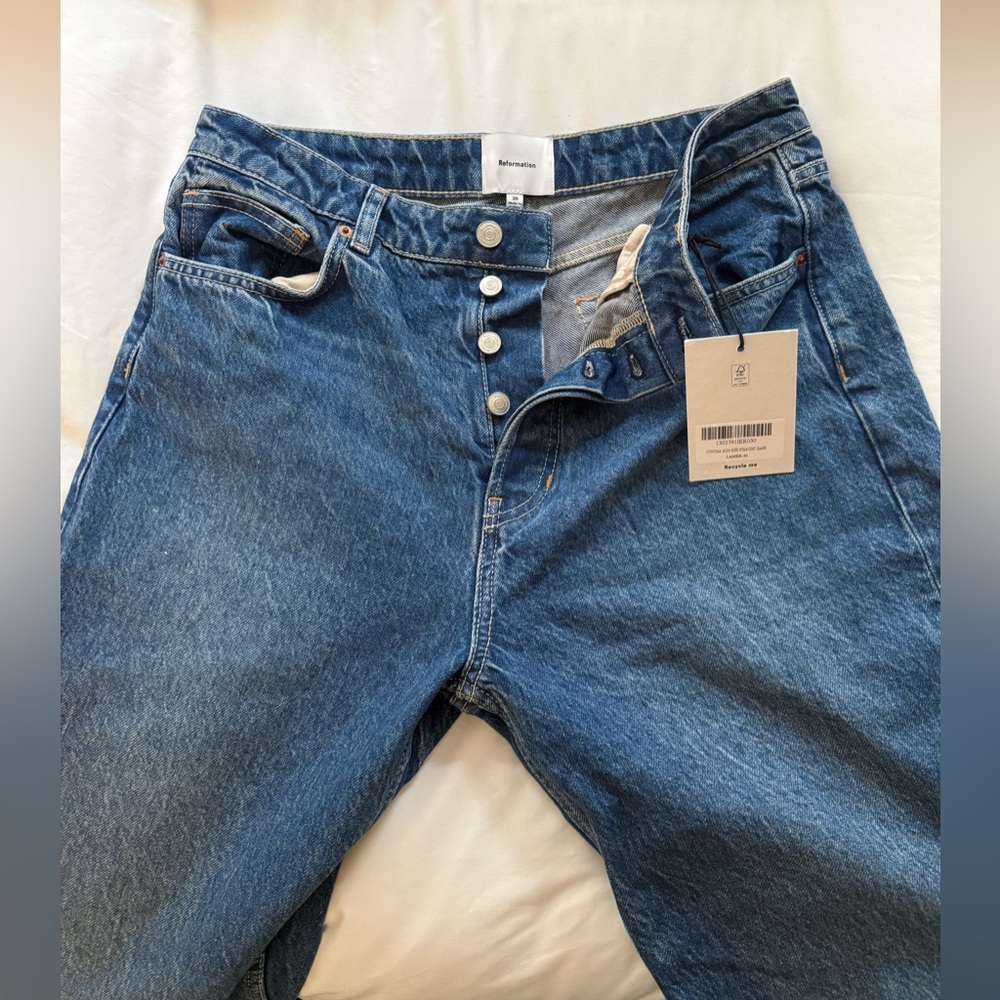 Reformation Women's Straight Leg Blue Jeans